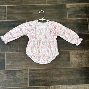 Pink and White Christmas Baby One Piece Bodysuit
